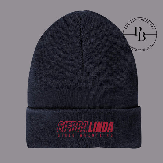 Navy Embroidered Beanie