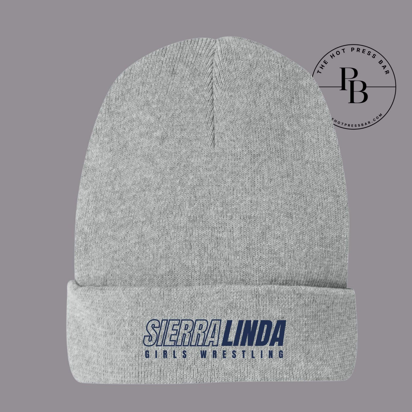 Gray Embroidered Beanie