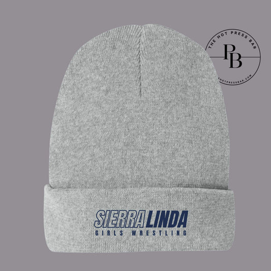 Gray Embroidered Beanie