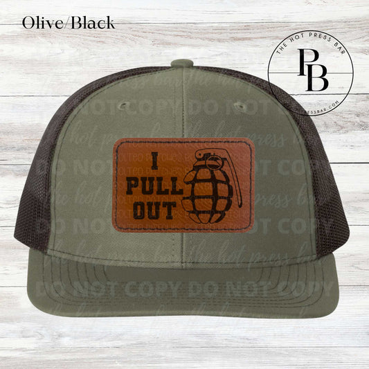 I Pull Out Leather Patch Hat