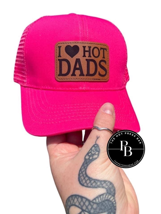 I Love Hot Dads Leather Patch Hat