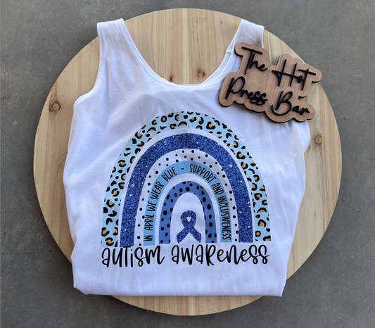 Autism Awareness Rainbow Racerback Tank (L, XL)